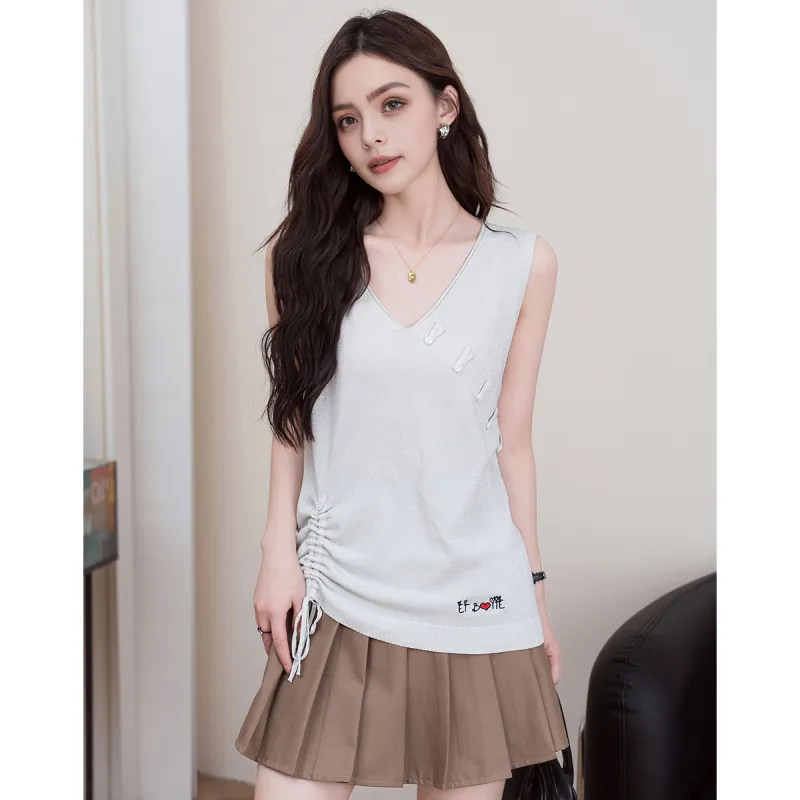 FAWENXIANGZI Tank Tops Women's Light Gray-1