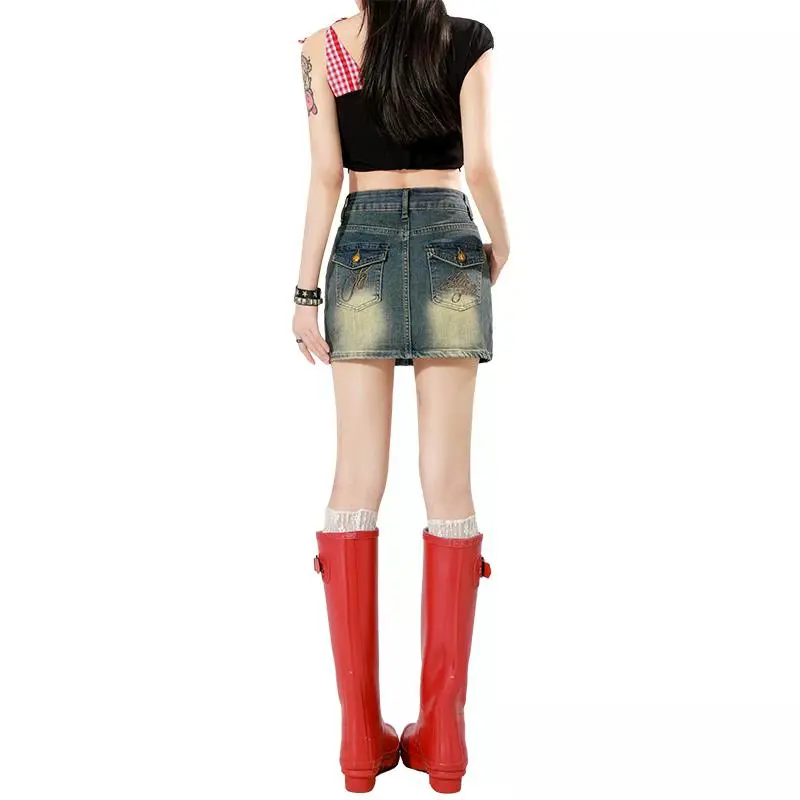 YINLEI Denim Short Skirts Women's-4