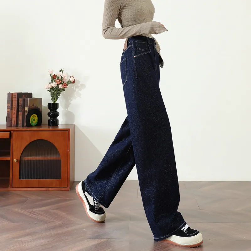 FAWENXIANGZI Jeans Women's Dark Blue-4