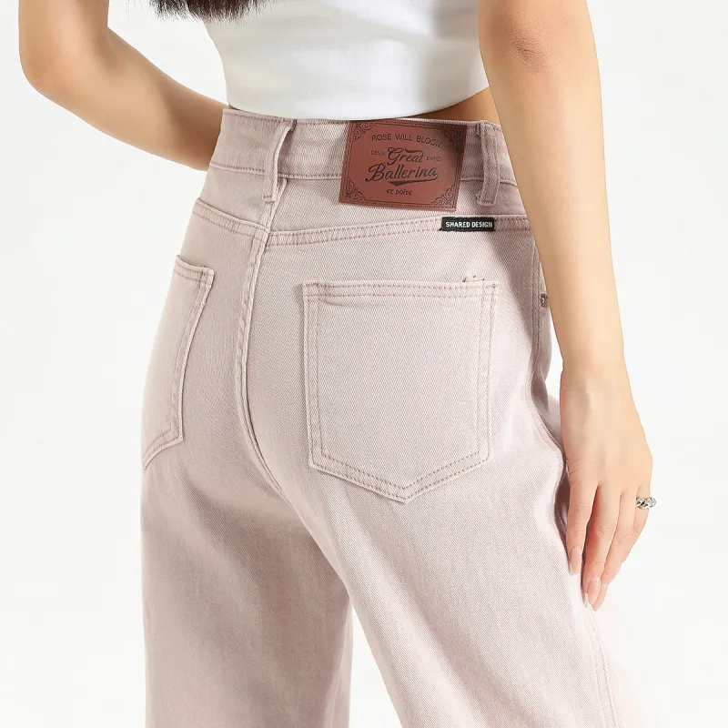 FAWENXIANGZI Jeans Women's Denim Pink-2