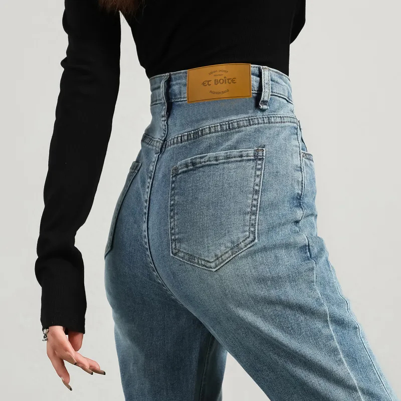 FAWENXIANGZI Jeans Women's Light Blue-9