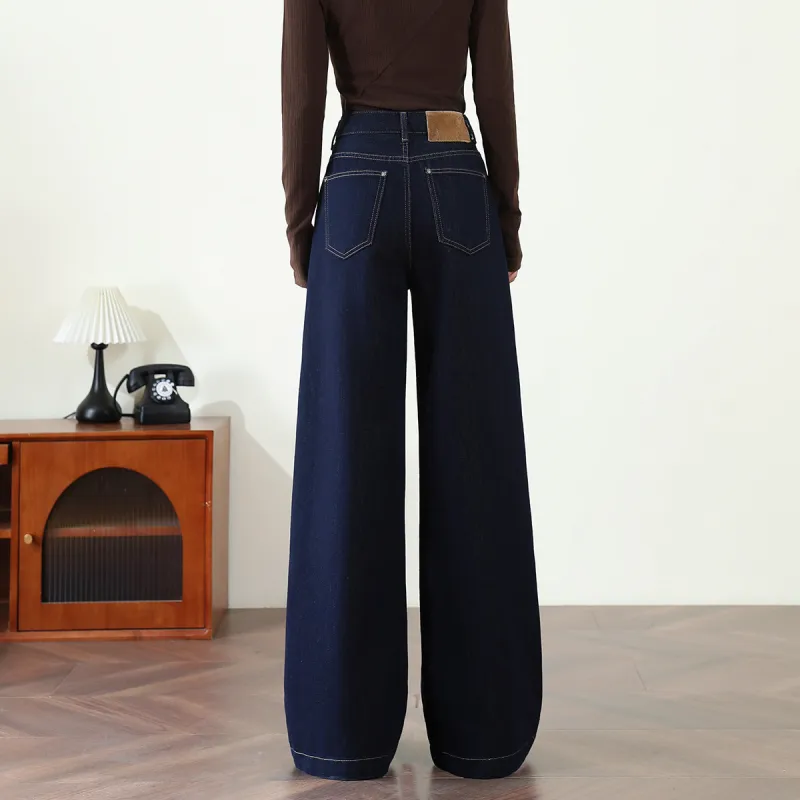 FAWENXIANGZI Jeans Women's Dark Blue-7