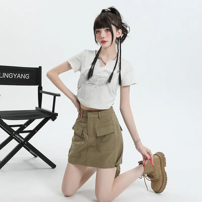 YINLEI Cargo Short Skirts Women's-3