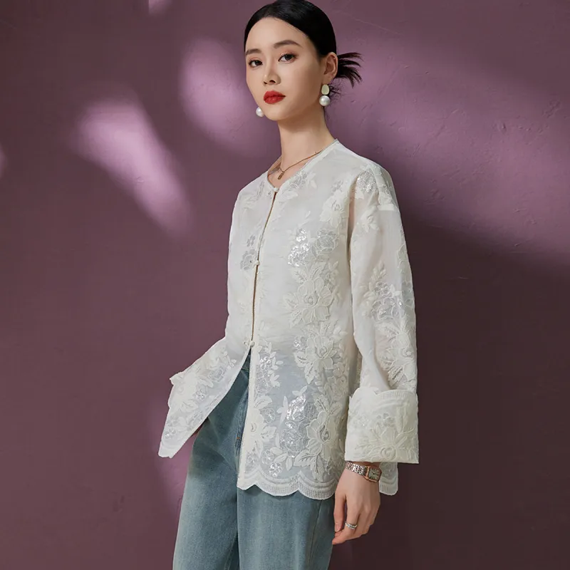 Hang Yi Court Jackets Women's Beige-2