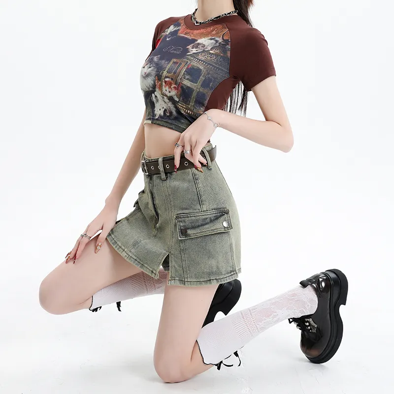 YINLEI Cargo Short Skirts Women's-2