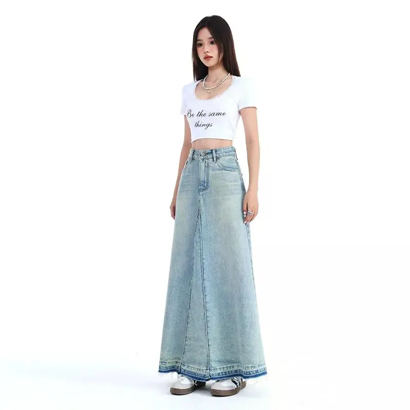 YINLEI Denim Long Skirt Women's-2