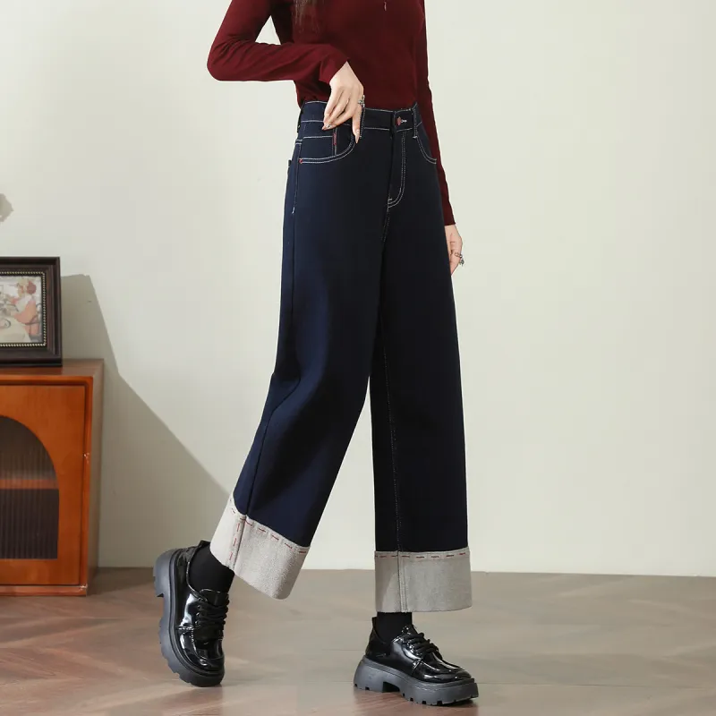 FAWENXIANGZI Jeans Women's Dark Blue-1