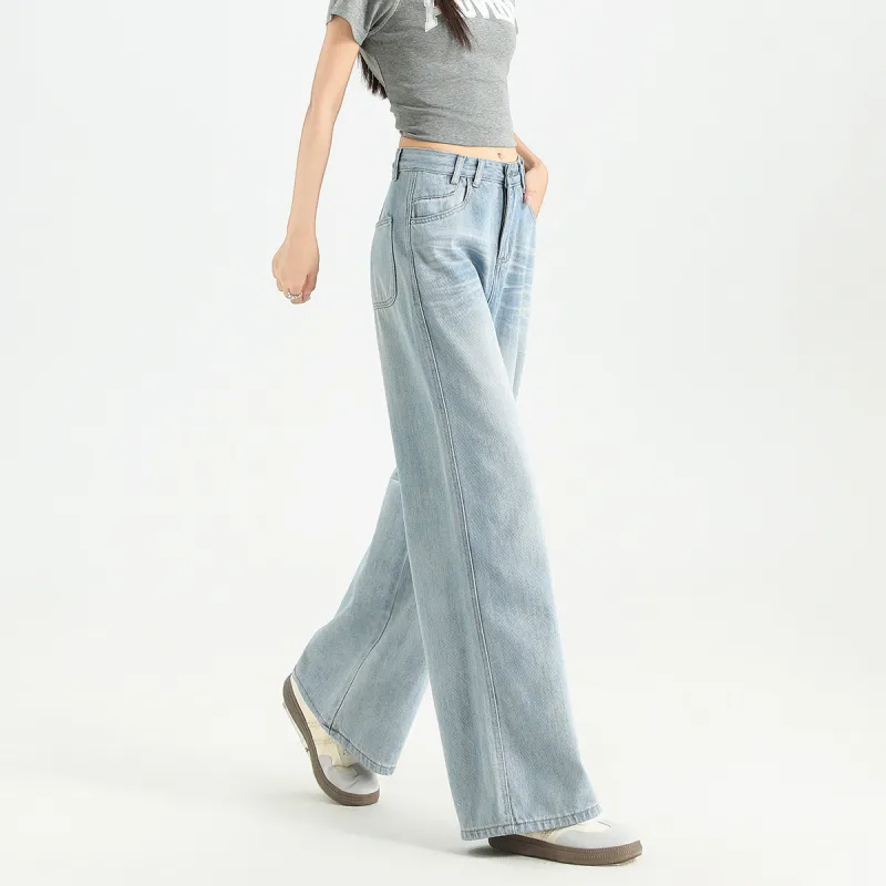 FAWENXIANGZI Jeans Women's Light Blue-2