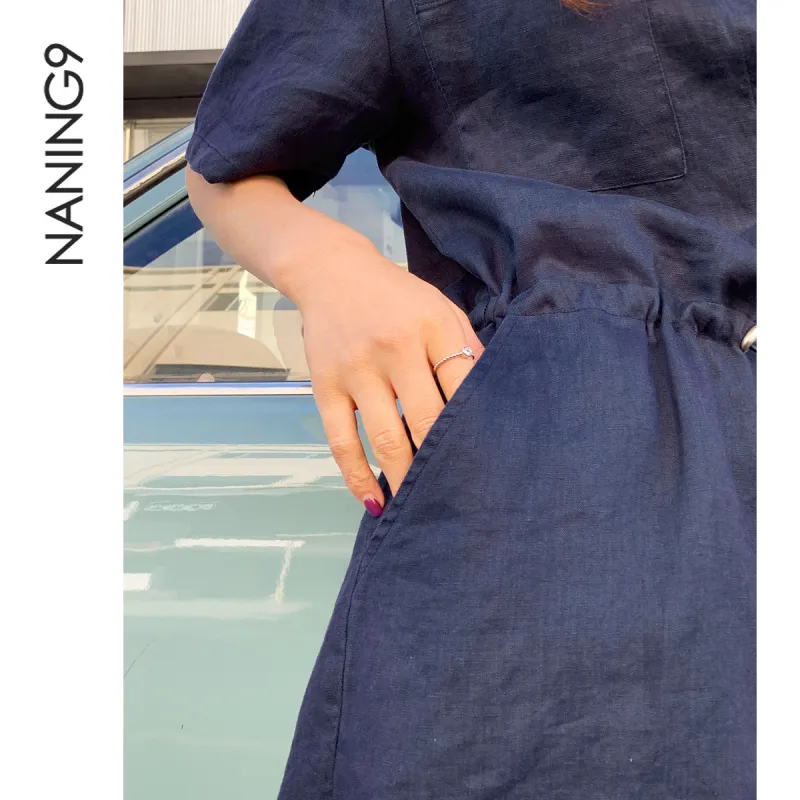 NANING9 Jumpsuits Women's Navy Blue-3