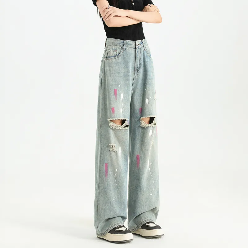 FAWENXIANGZI Jeans Women's Light Blue-1