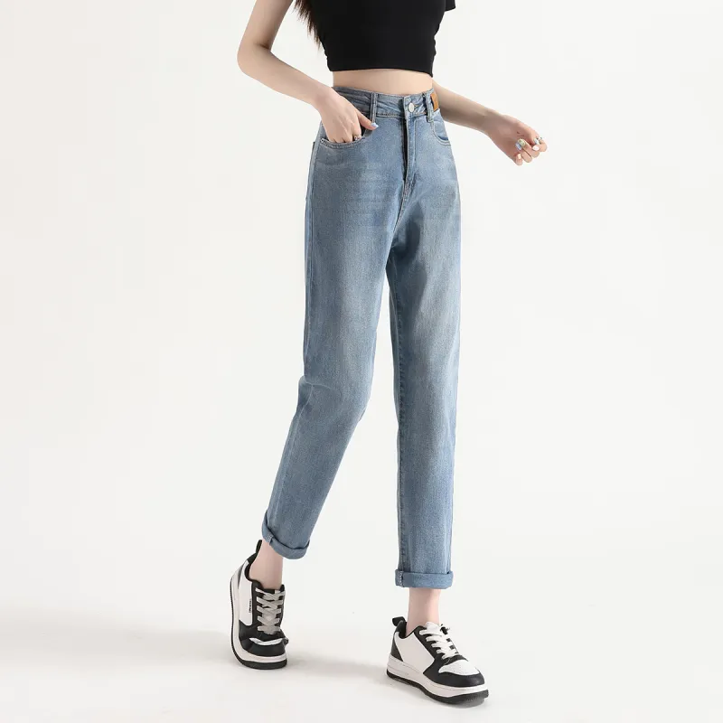 FAWENXIANGZI Jeans Women's Light Blue-6