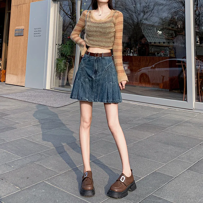 YINLEI Denim Short Skirts Women's-2