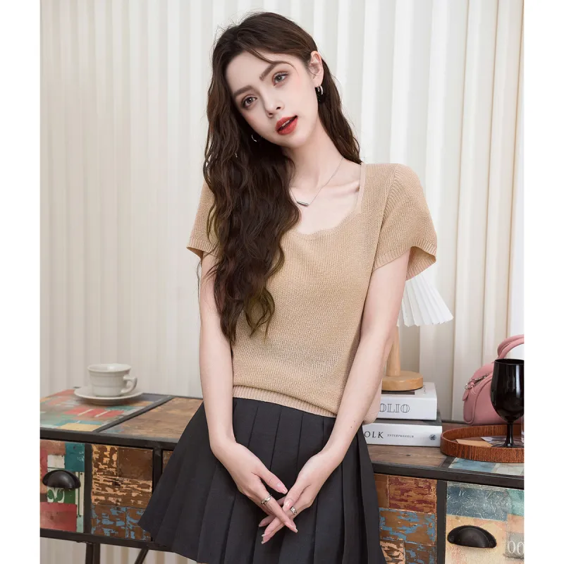 FAWENXIANGZI Knitwear Women's Leather Pink-2