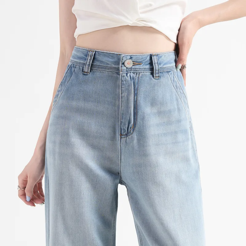 FAWENXIANGZI Jeans Women's Light Blue-7