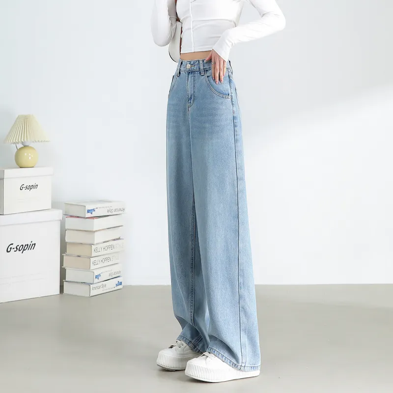 FAWENXIANGZI Jeans Women's Light Blue-5