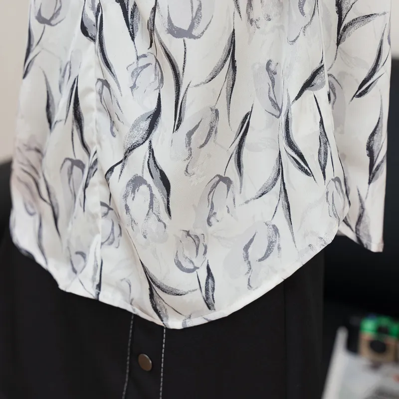 FAWENXIANGZI Chiffon Shirt Women's-2