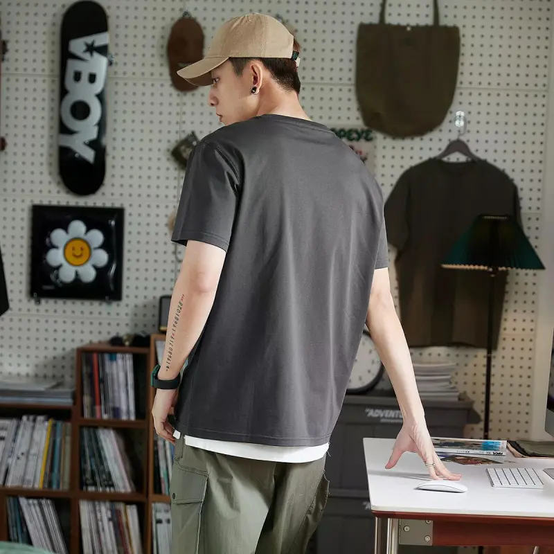 Tonlion T Shirts Men Platinum Gray-0