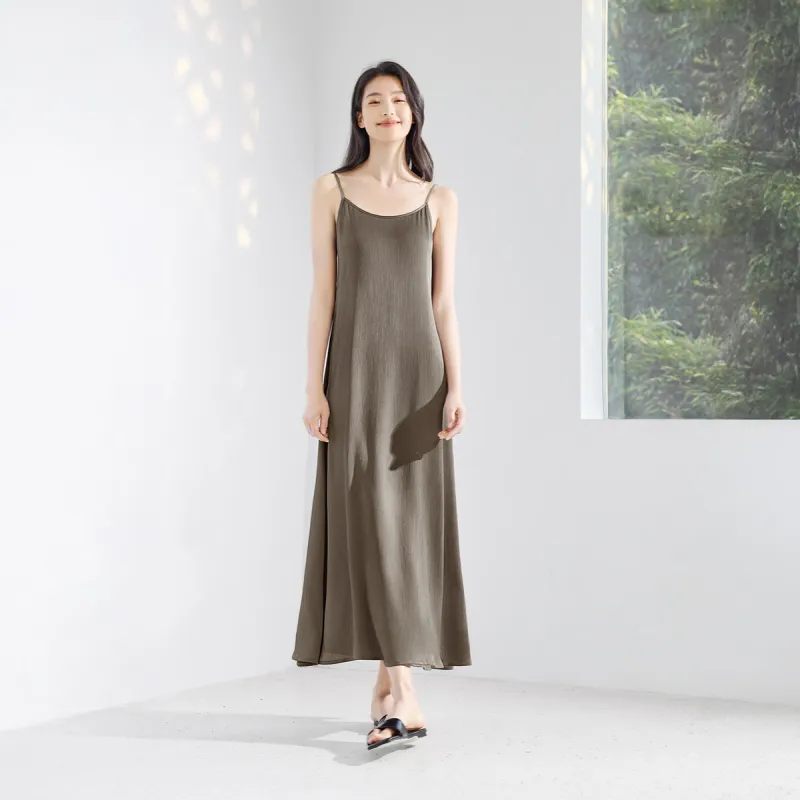 IHIMI Slip Dresses Women's Honey Tea Brown-1