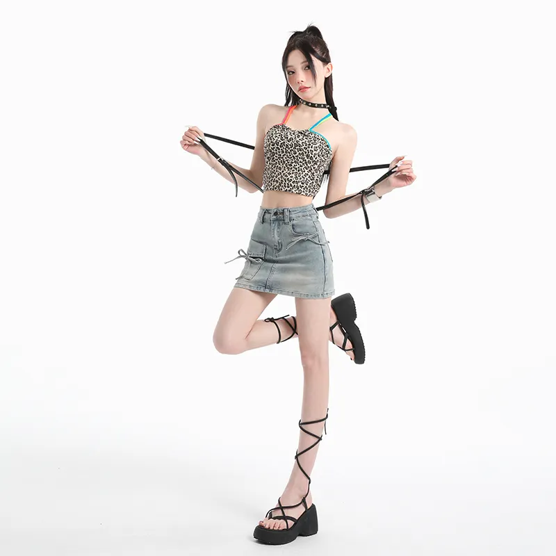 YINLEI Denim Short Skirts Women's-1