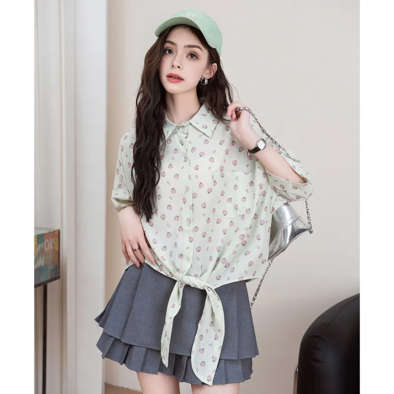 FAWENXIANGZI Shirts Women's Green-1