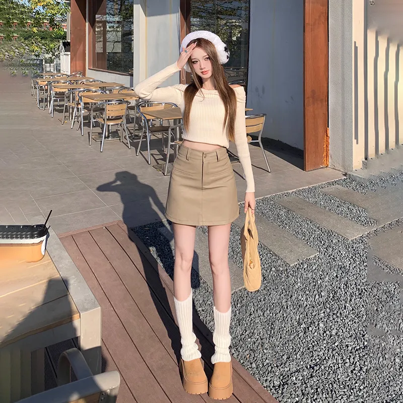 YINLEI Leather Short Skirts Women's-1
