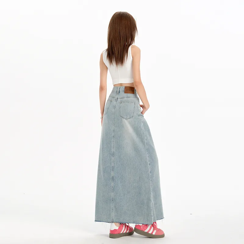 YINLEI Denim Long Skirt Women's-2
