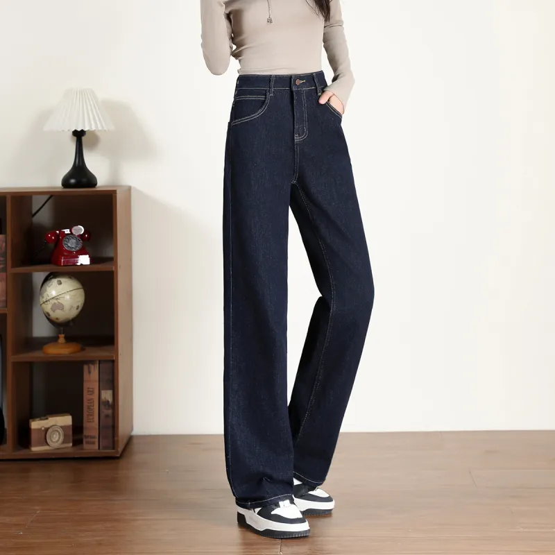 FAWENXIANGZI Jeans Women's Dark Blue-2