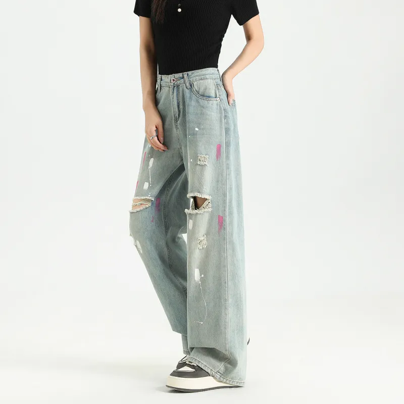 FAWENXIANGZI Jeans Women's Light Blue-4