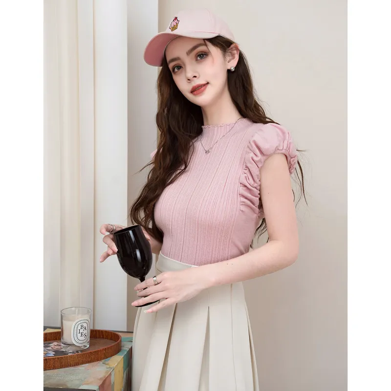 FAWENXIANGZI Puff Sleeve T Shirt Women's-3
