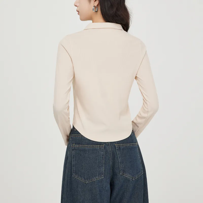 FAWENXIANGZI Crop Tops Women's Apricot-4