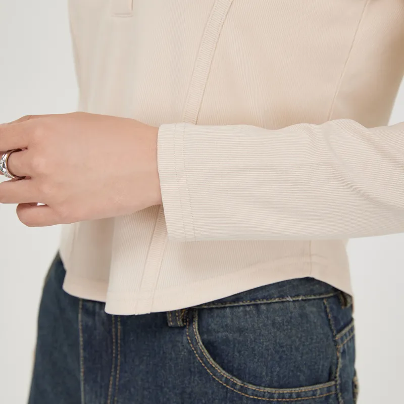 FAWENXIANGZI Crop Tops Women's Apricot-7