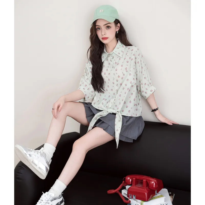 FAWENXIANGZI Shirts Women's Green-2