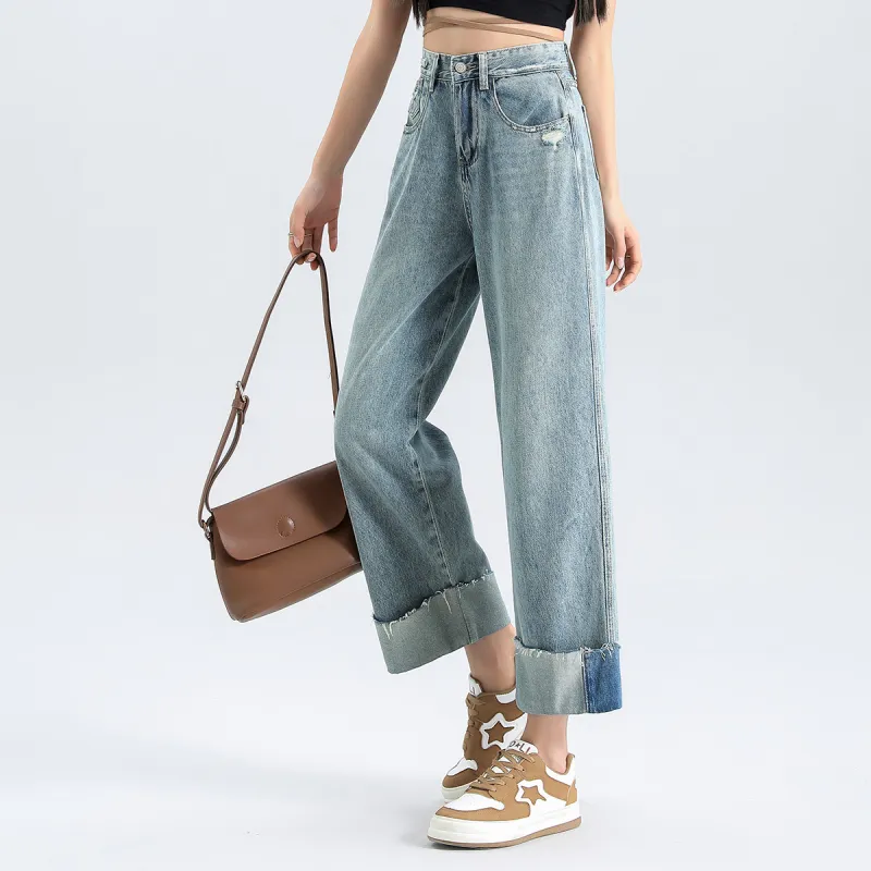 FAWENXIANGZI Jeans Women's Blue-5