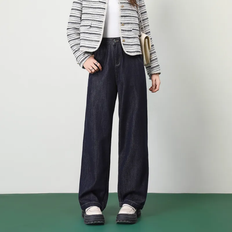 FAWENXIANGZI Jeans Women's Dark Blue-4
