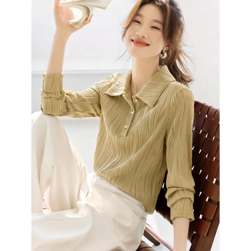 Mo Han Yi Mei Shirts Women's Vanilla Green-2