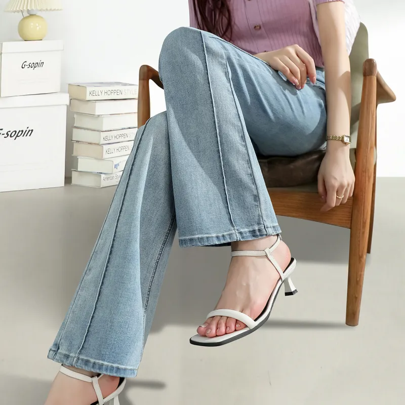 FAWENXIANGZI Jeans Women's Light Blue-7