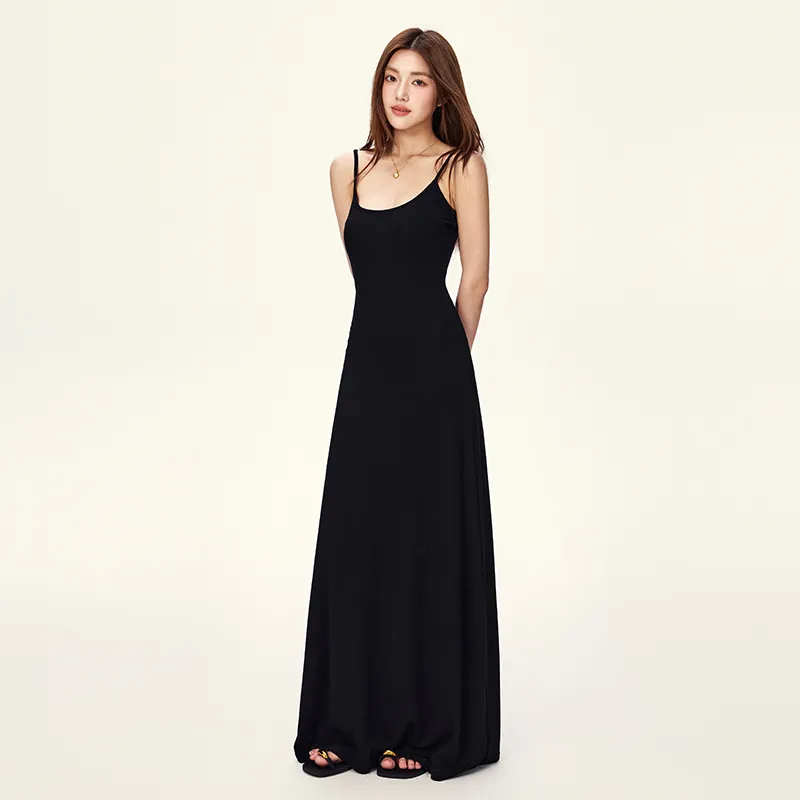 YINLEI Slip Dresses Women's Black-2