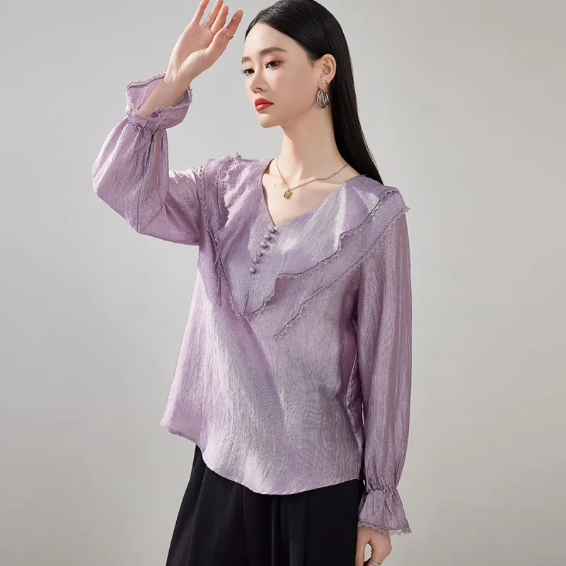 Hang Yi Court Shirts Women's Light Purple-5