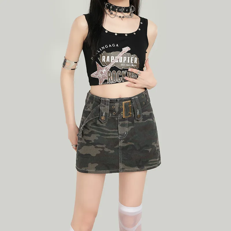 YINLEI Denim Short Skirts Women's-4