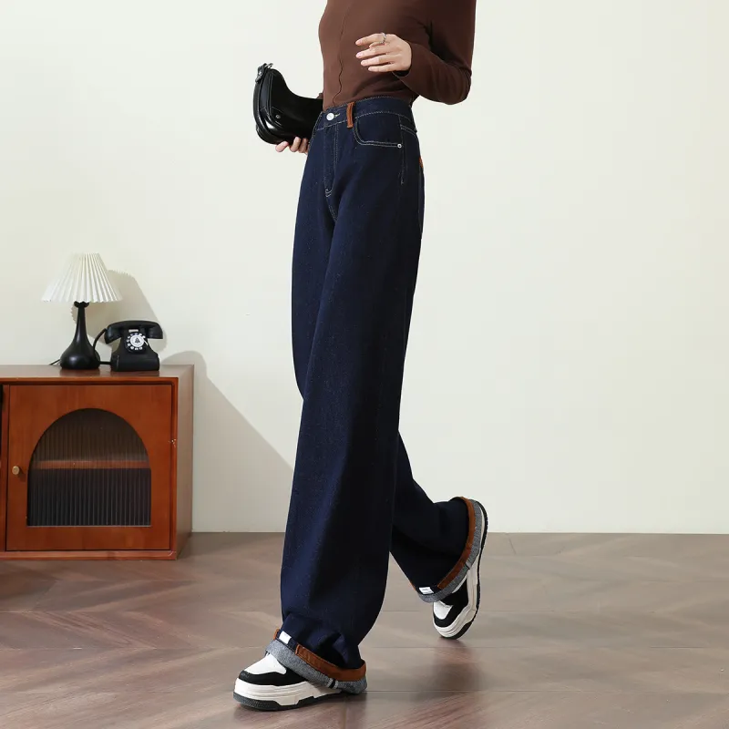 FAWENXIANGZI Jeans Women's Dark Blue-3