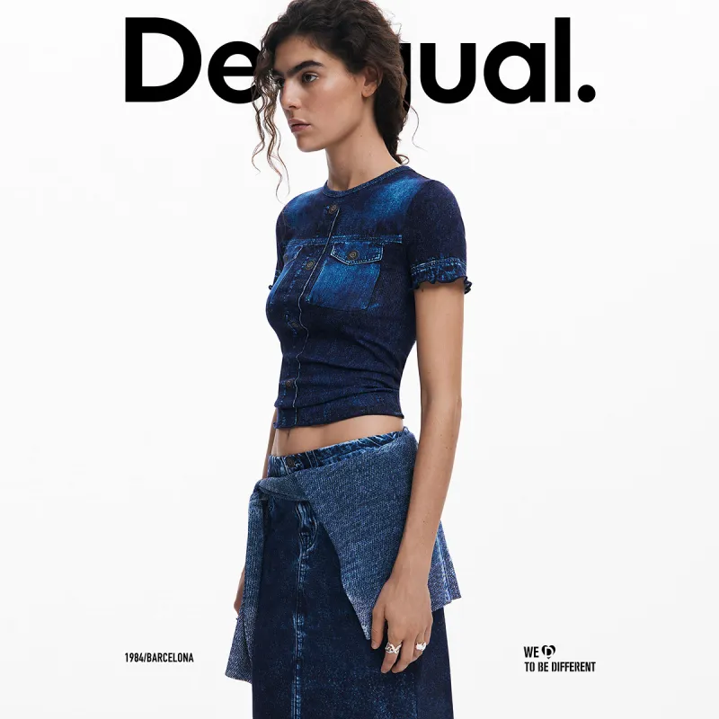 Desigual T Shirts Women's Gentian Blue-4