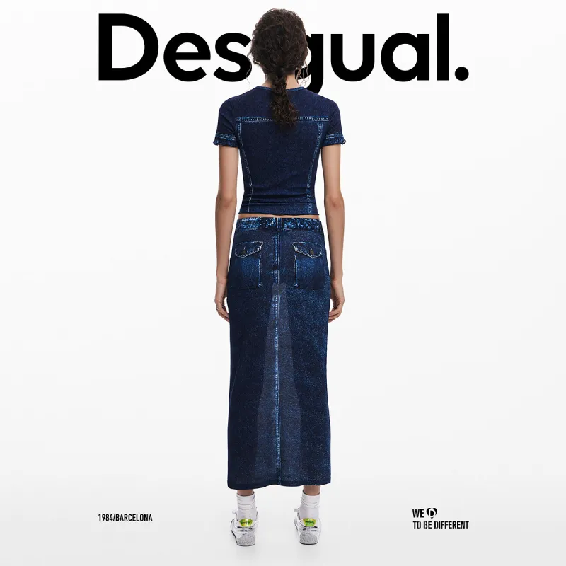 Desigual T Shirts Women's Gentian Blue-5