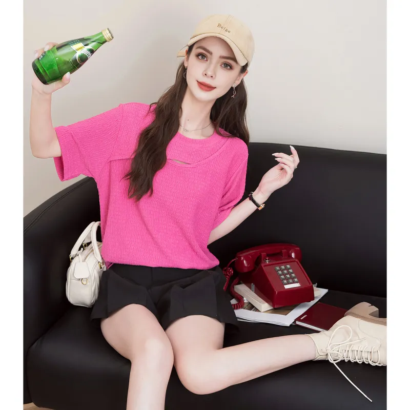 FAWENXIANGZI Set in Sleeve T Shirt Women's-2