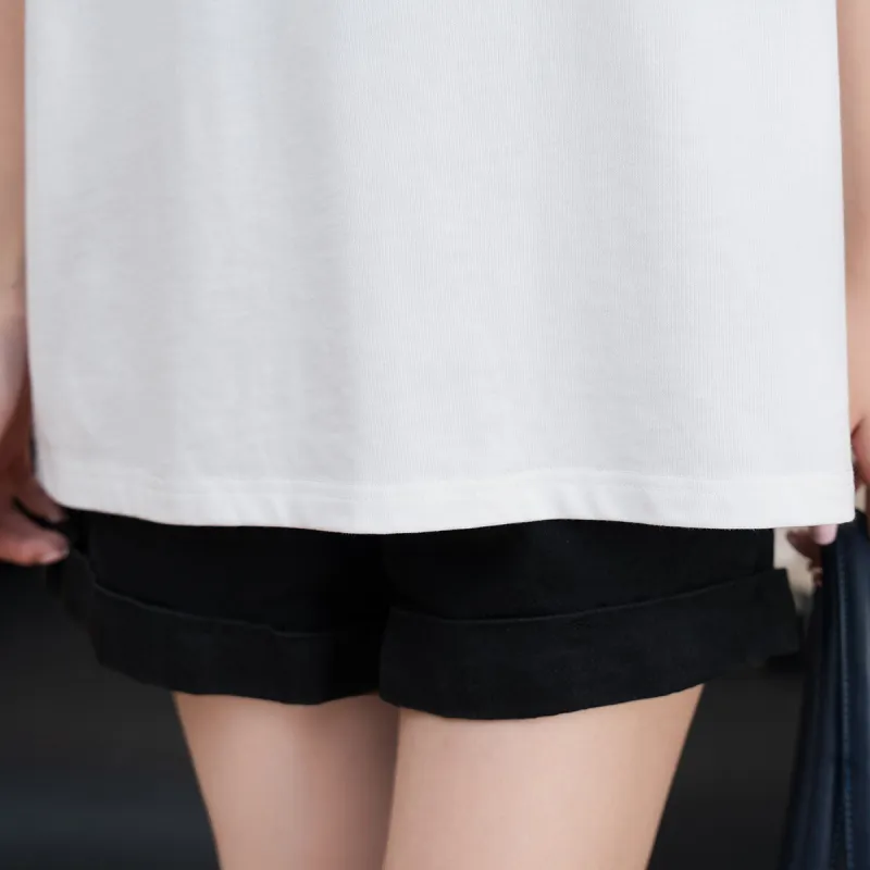 FAWENXIANGZI Drop Shoulder Sleeve T Shirt Women's-9