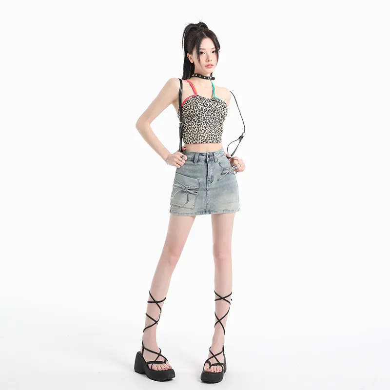 YINLEI Denim Short Skirts Women's-2