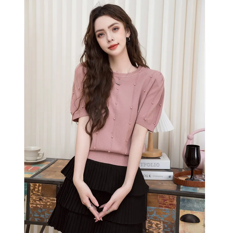 FAWENXIANGZI Puff Sleeve T Shirt Women's-1