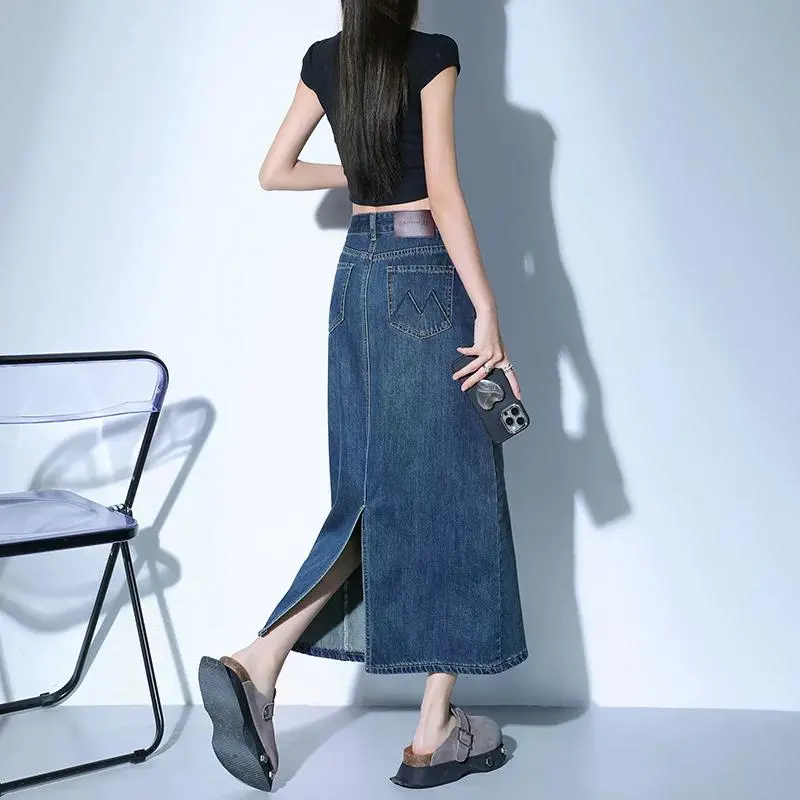 YINLEI Denim Long Skirt Women's-2
