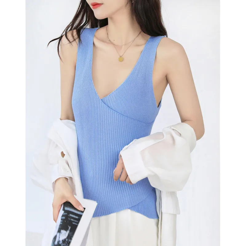Mo Han Yi Mei Tank Tops Women's Gray Blue-3