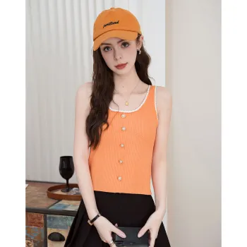 FAWENXIANGZI Tank Tops Women's Orange
