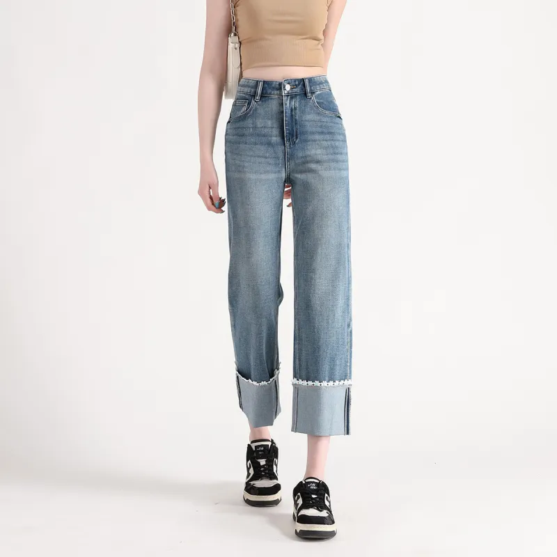 FAWENXIANGZI Jeans Women's Medium Blue-6